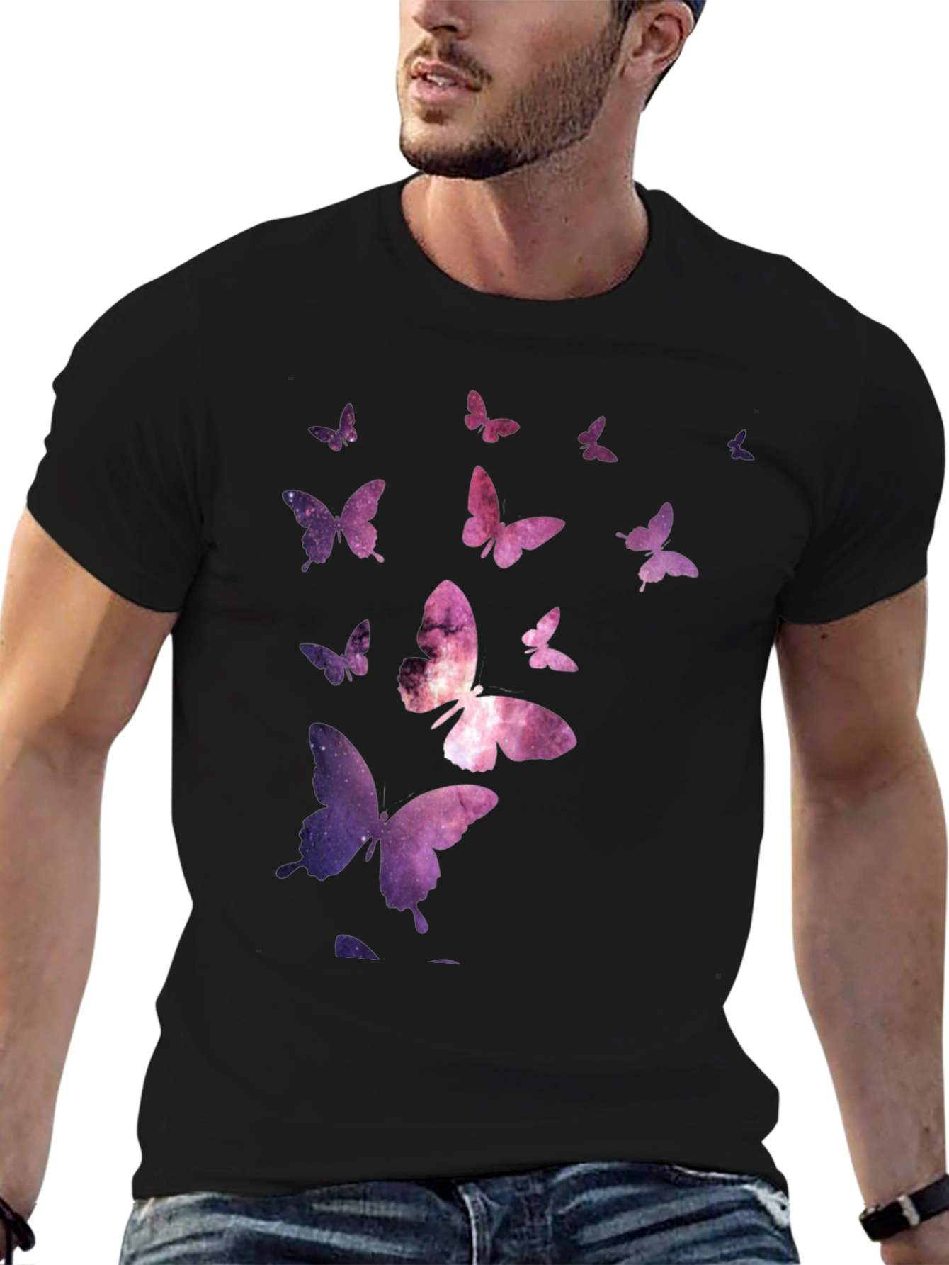 Galaxy Butterfly Black T-Shirt