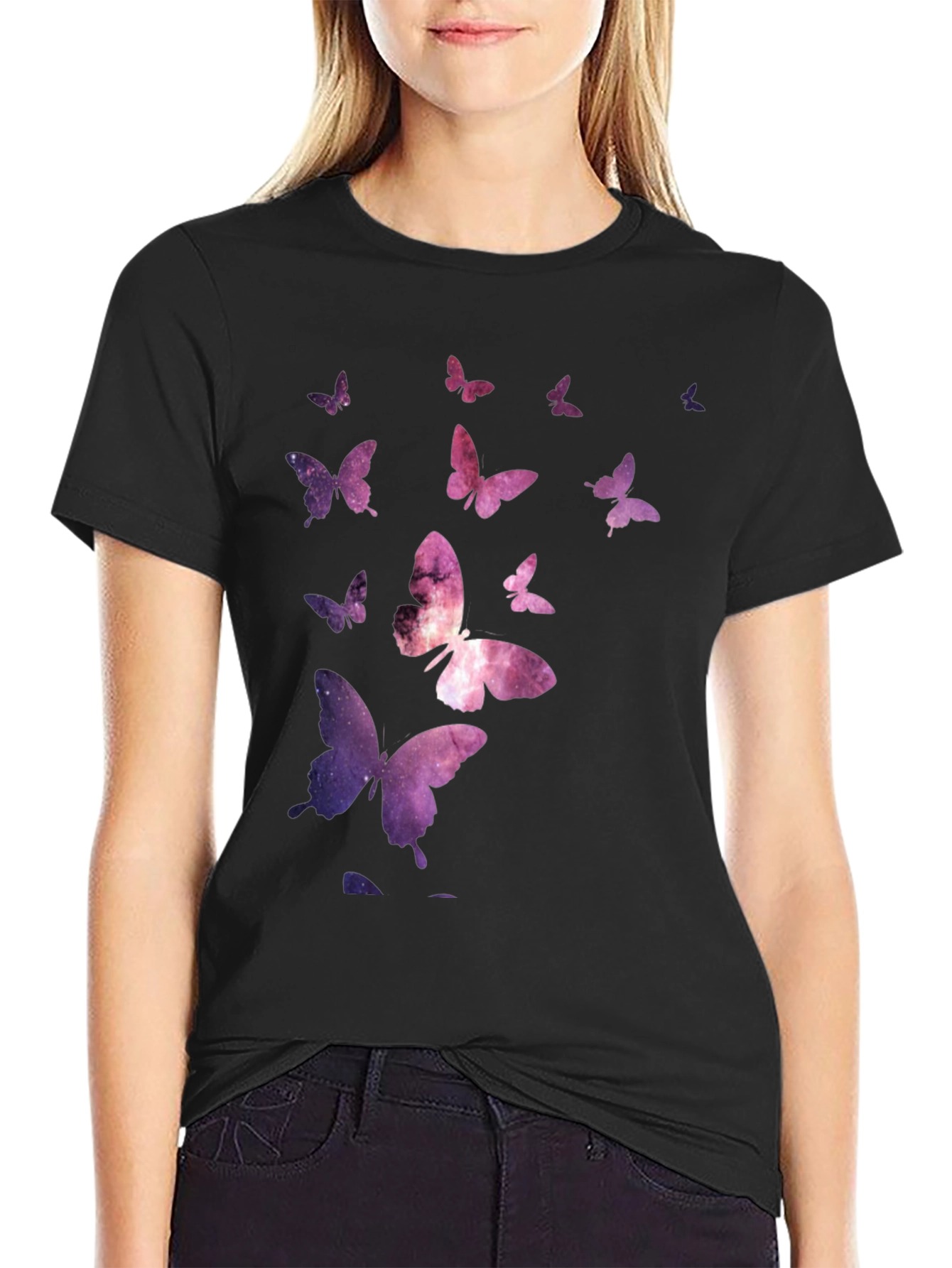 Galaxy Butterfly Black T-Shirt
