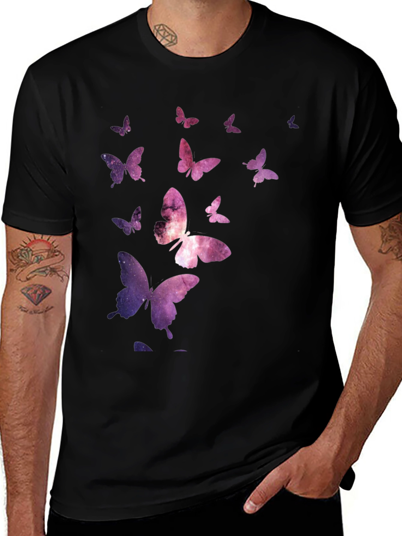 Galaxy Butterfly Black T-Shirt