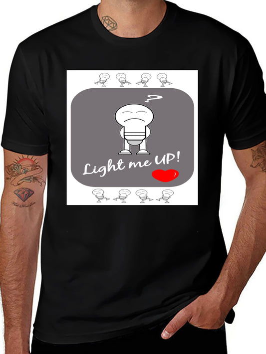 Humorous Light Me Up! Graphic T-Shirt - Black