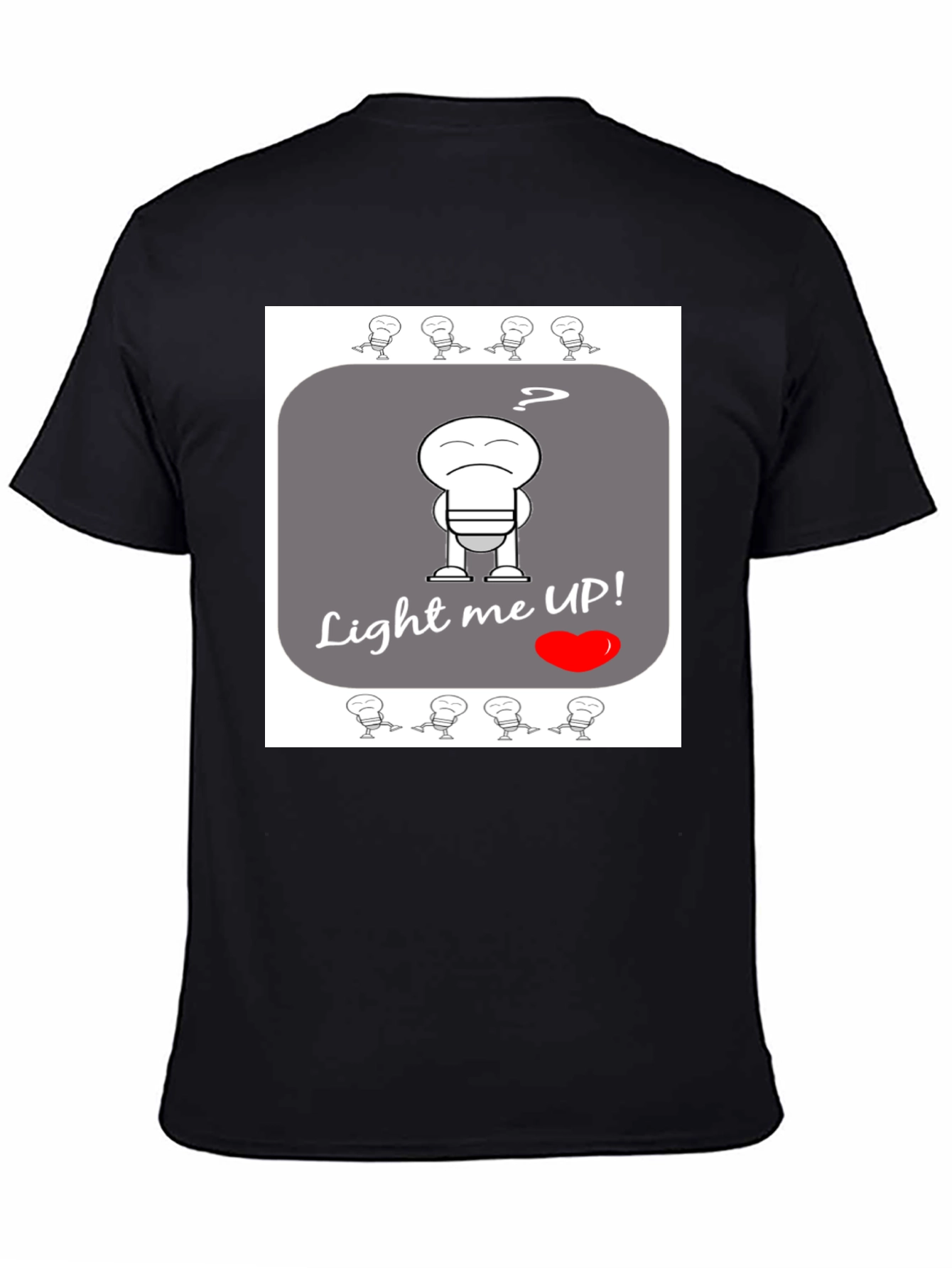 Humorous Light Me Up! Graphic T-Shirt - Black