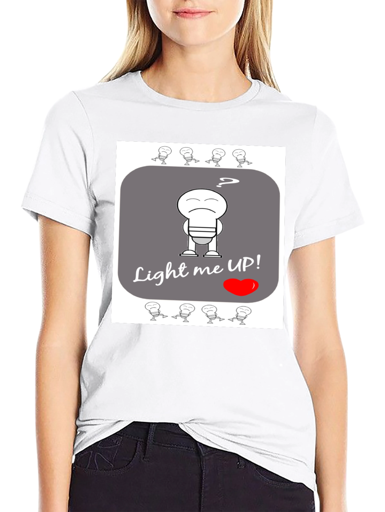 Humorous Light Me Up! Graphic T-Shirt - Black