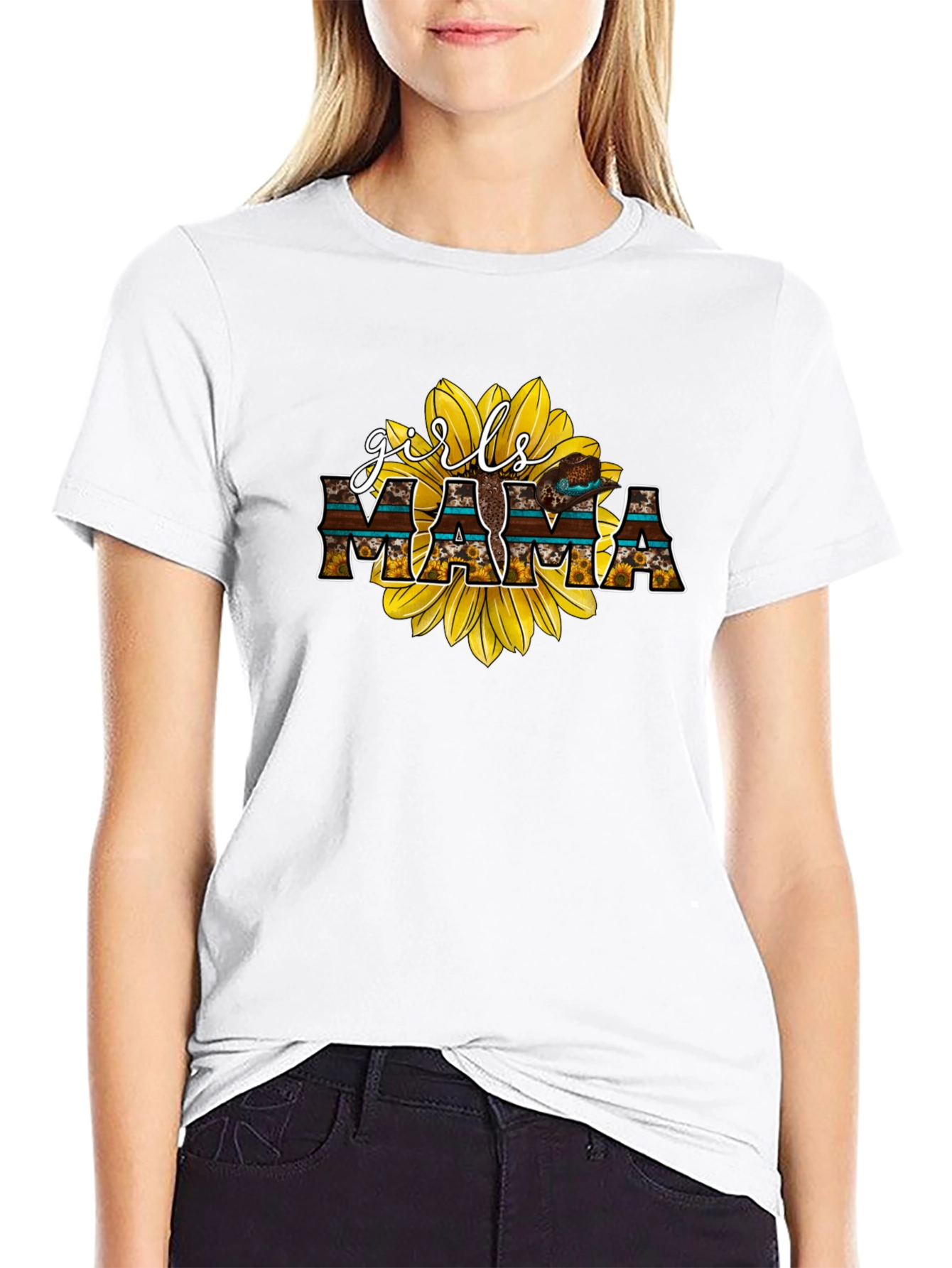 Girls Mama Sunflower Graphic Tee