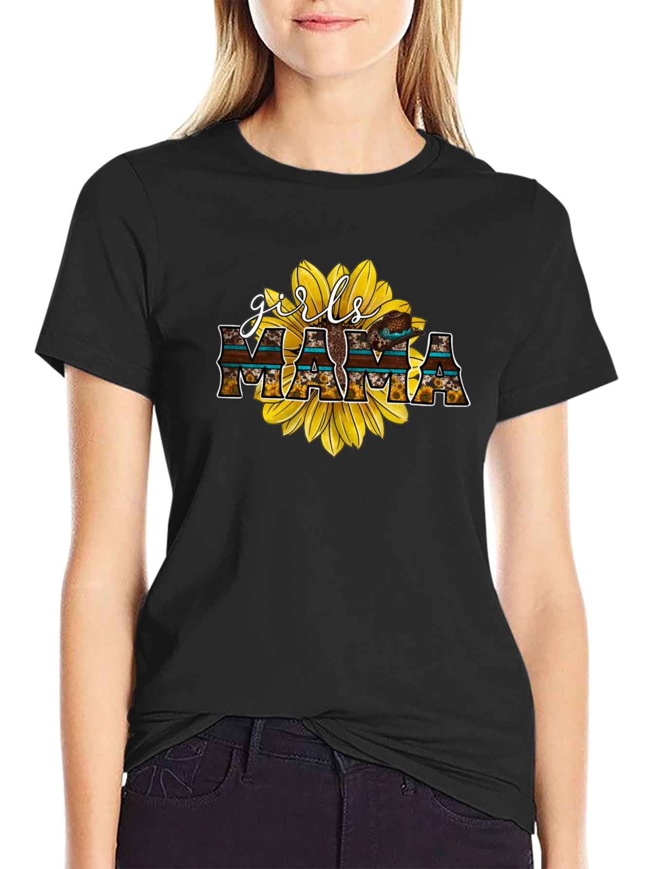 Girls Mama Sunflower Graphic Tee