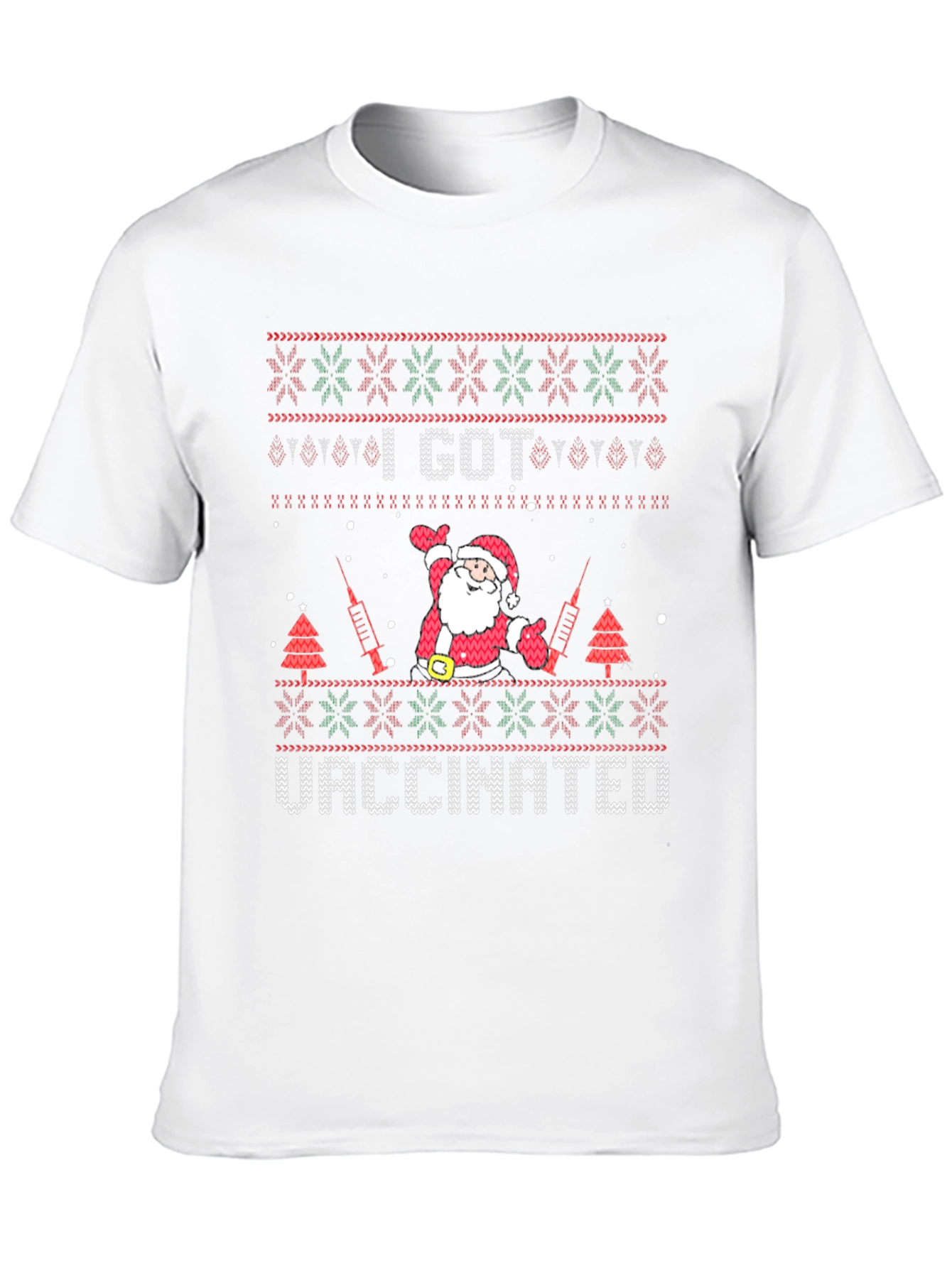I Got Vaccinated Christmas Santa Black Tee