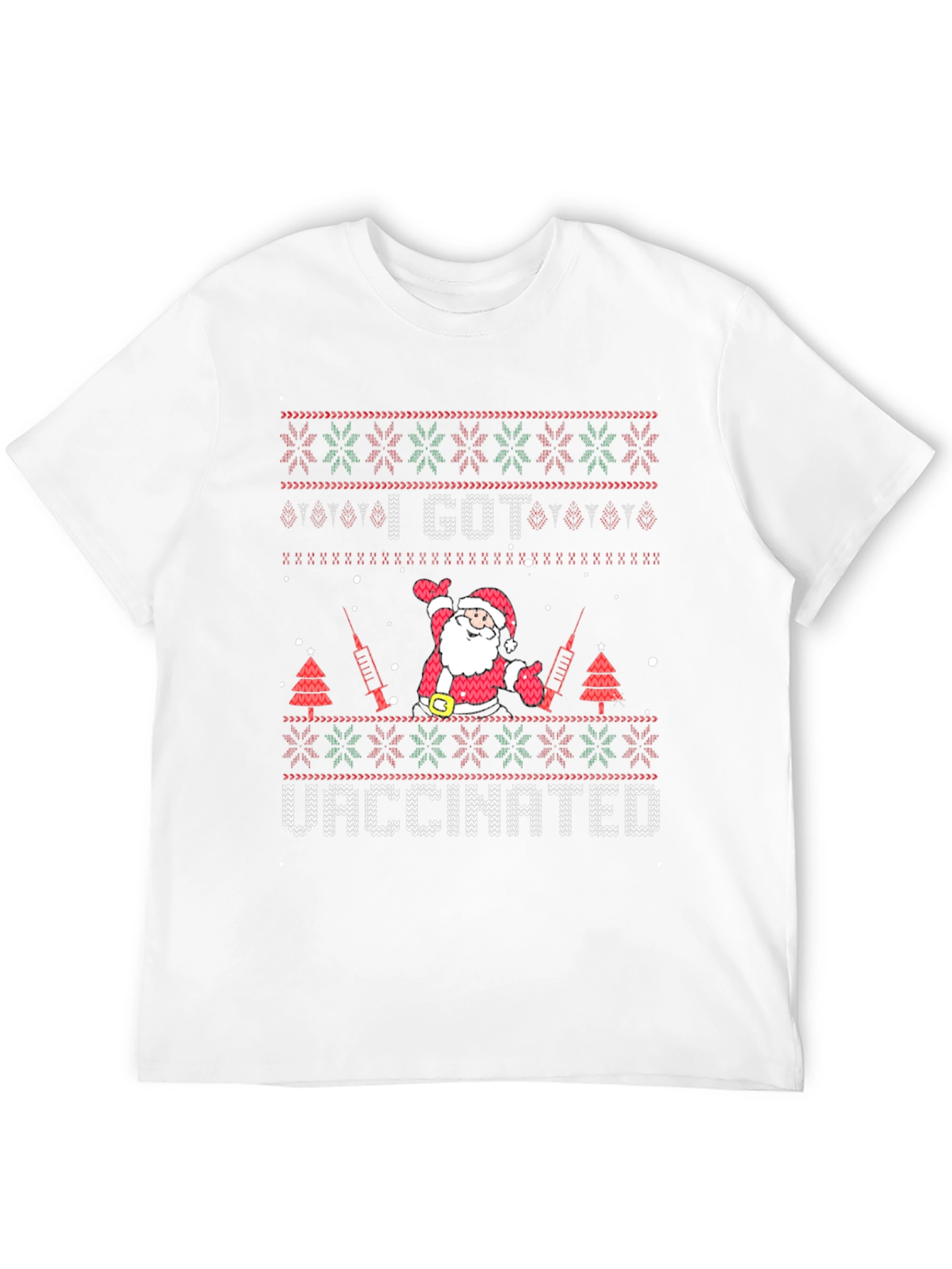 I Got Vaccinated Christmas Santa Black Tee