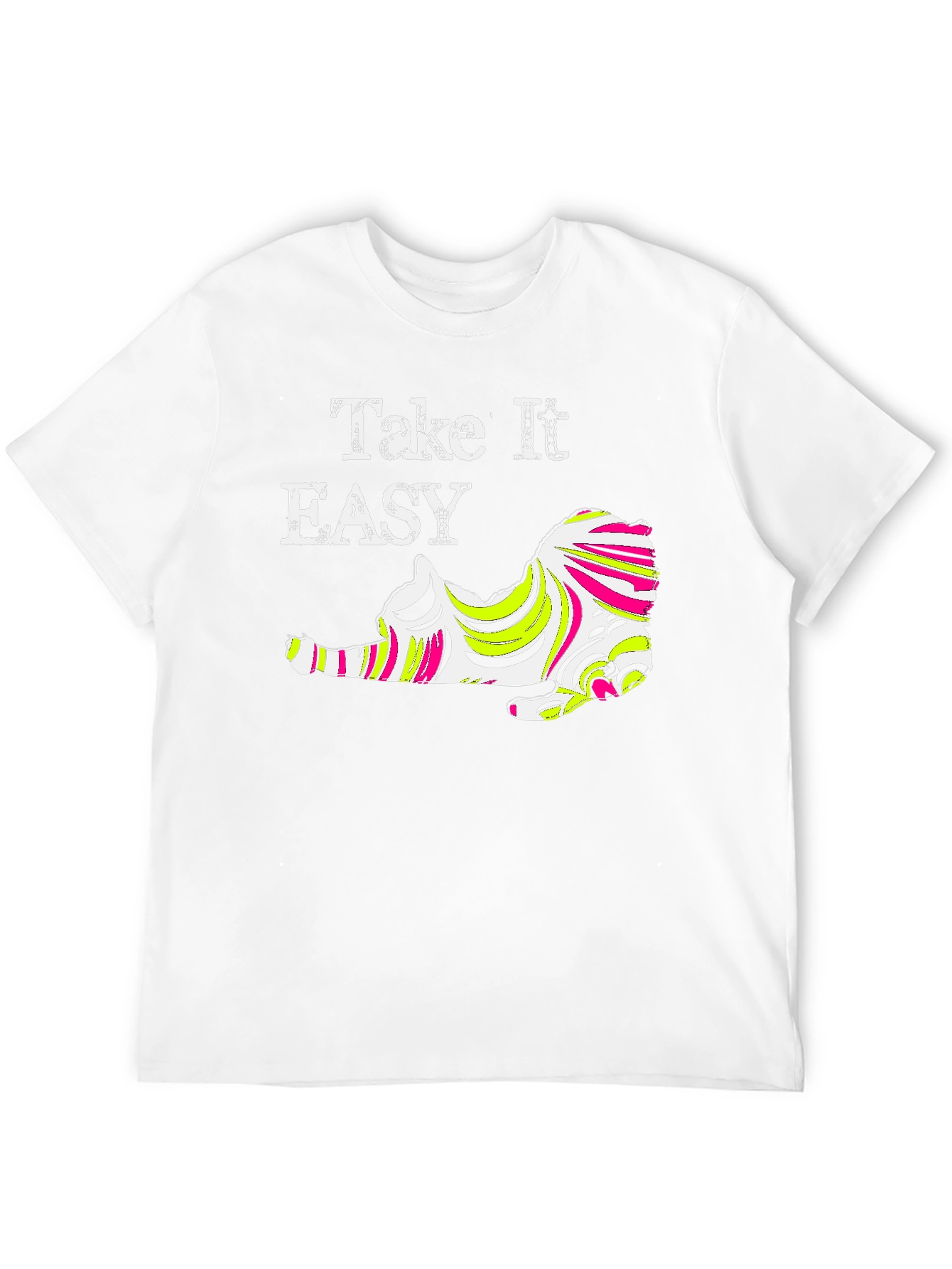 Take It Easy Cat Graphic Tee - Black