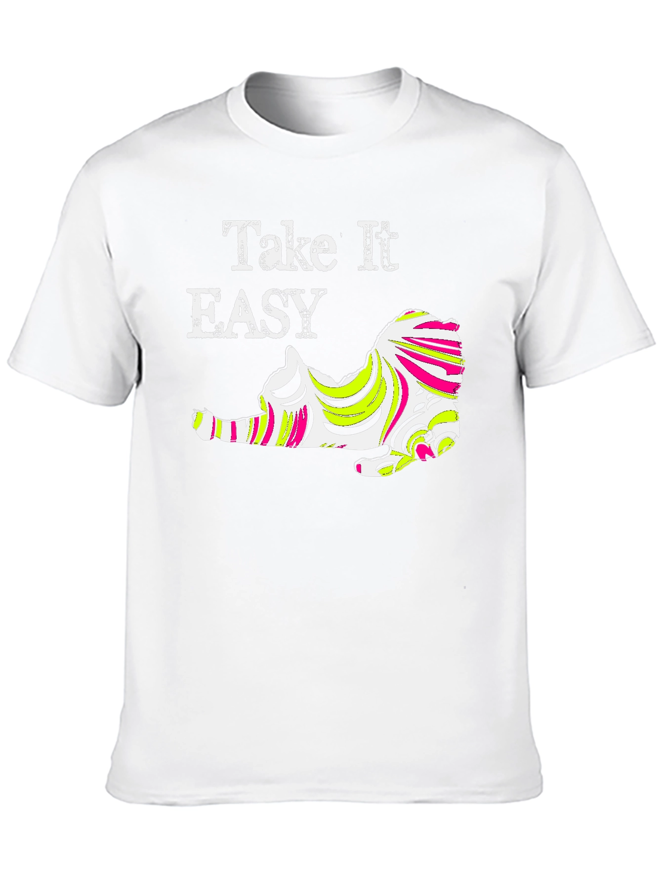 Take It Easy Cat Graphic Tee - Black