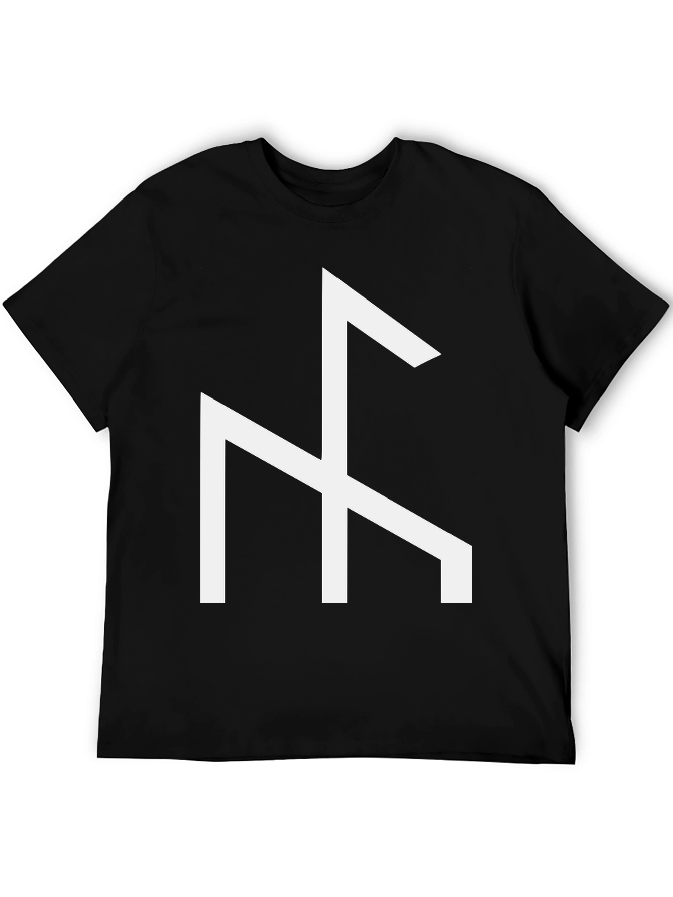 Black T-Shirt with White Viking Rune Symbol