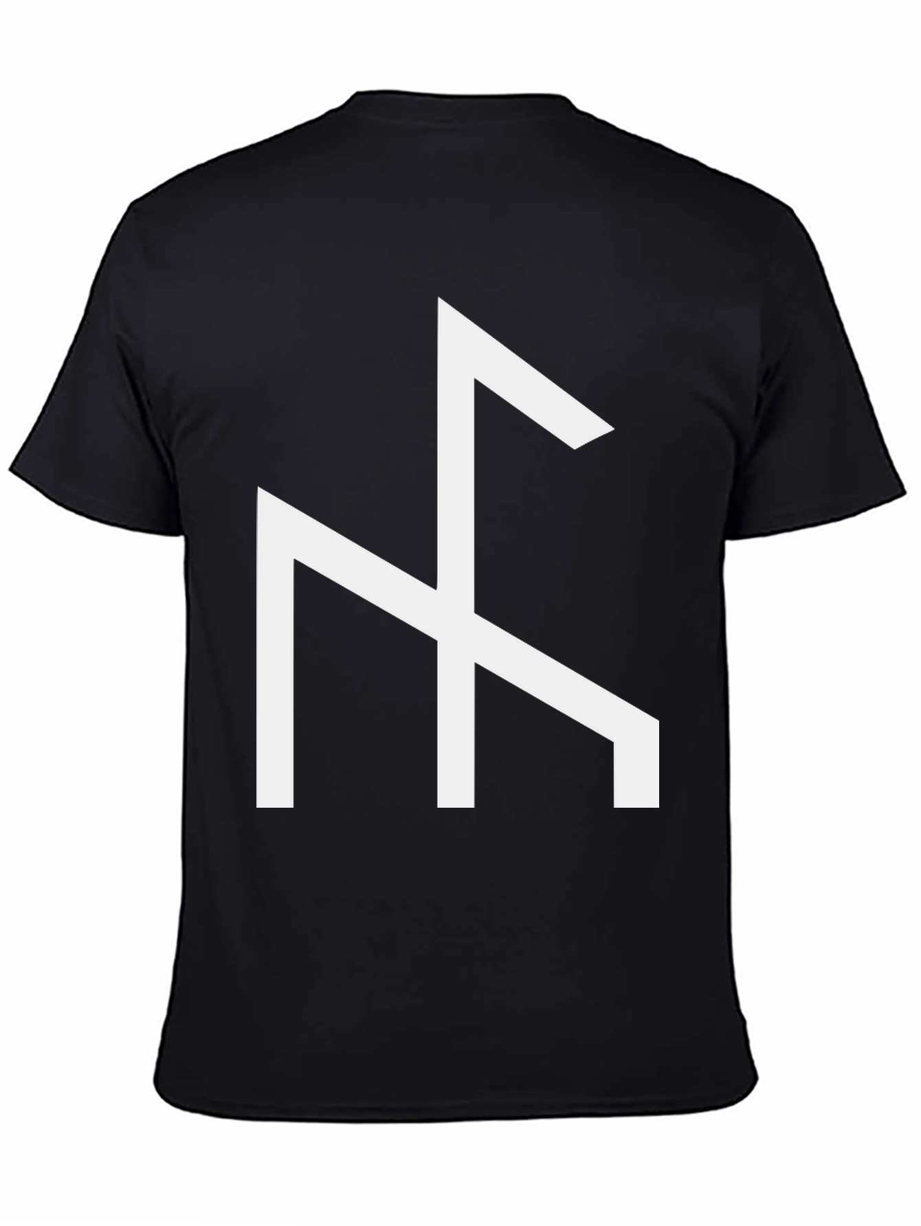 Black T-Shirt with White Viking Rune Symbol
