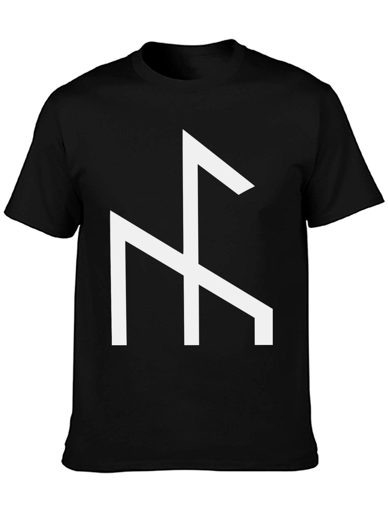 Black T-Shirt with White Viking Rune Symbol