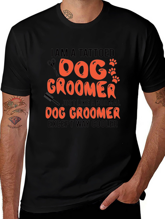 Tattooed Dog Groomer Graphic T-Shirt - Cool Grooming Style