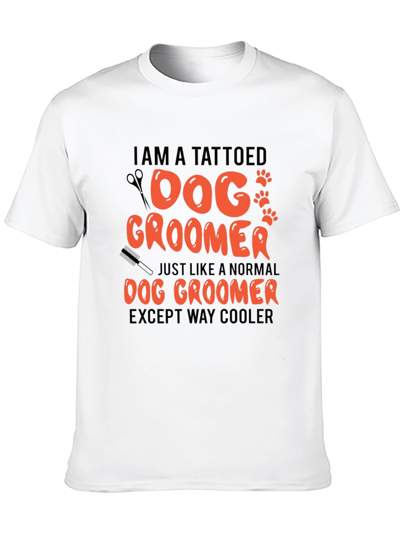 Tattooed Dog Groomer Graphic T-Shirt - Cool Grooming Style