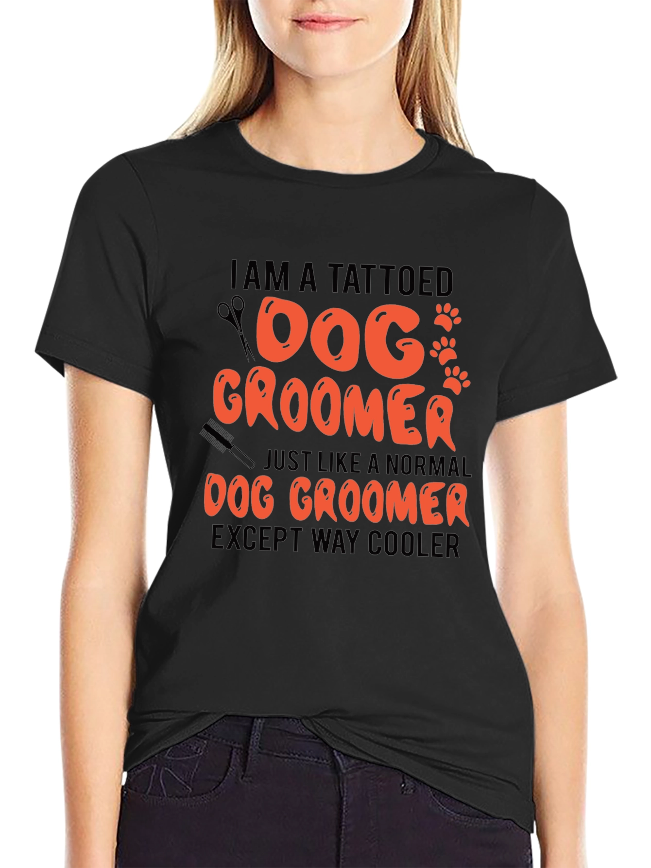 Tattooed Dog Groomer Graphic T-Shirt - Cool Grooming Style