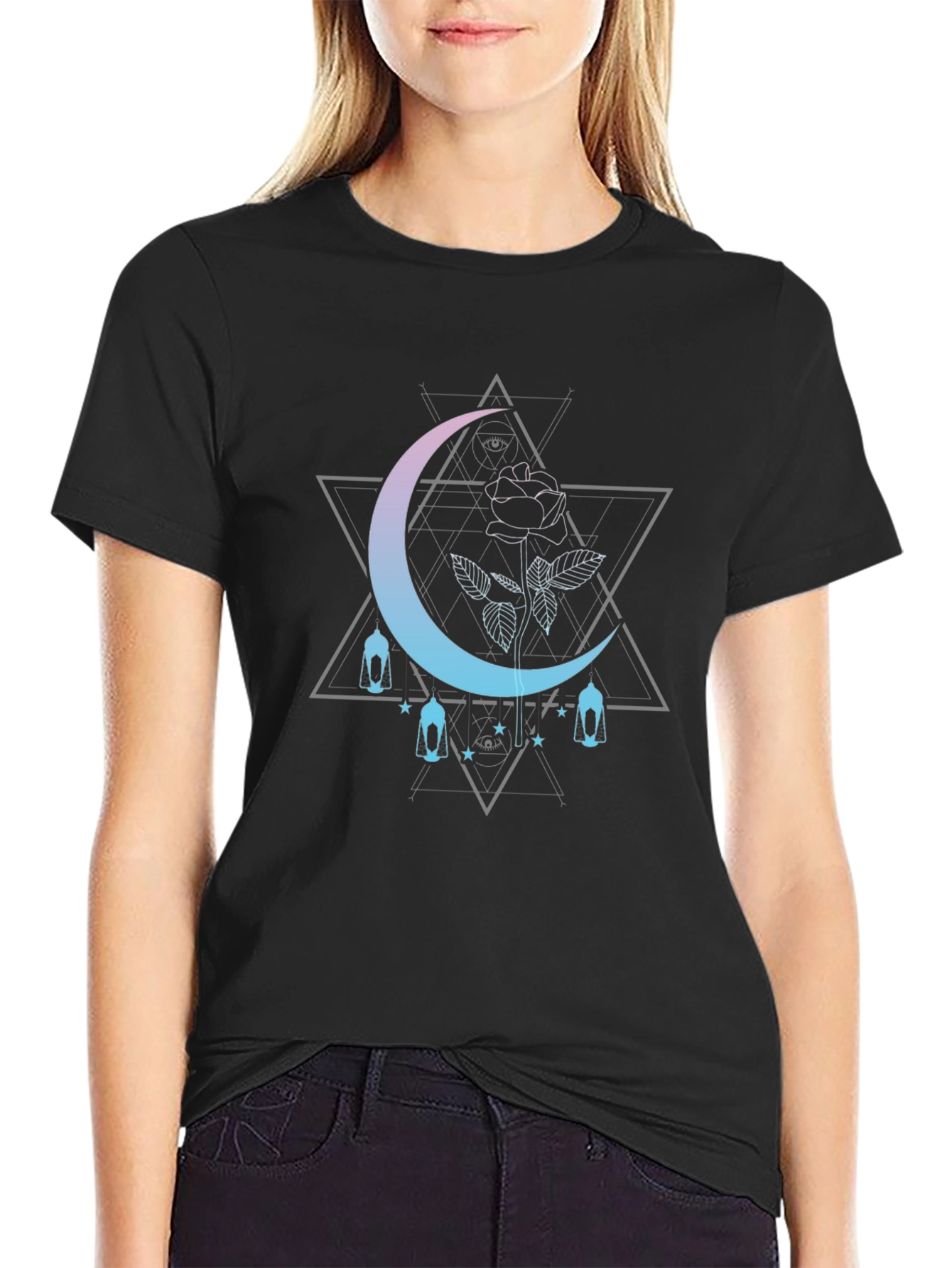 Mystic Moon Rose Graphic Tee