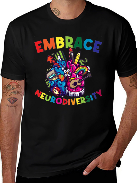 Embrace Neurodiversity T-Shirt Colorful Brain Design