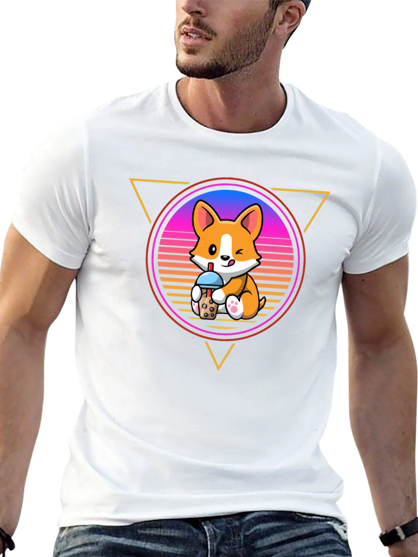 Cute Corgi Bubble Tea Graphic Tee