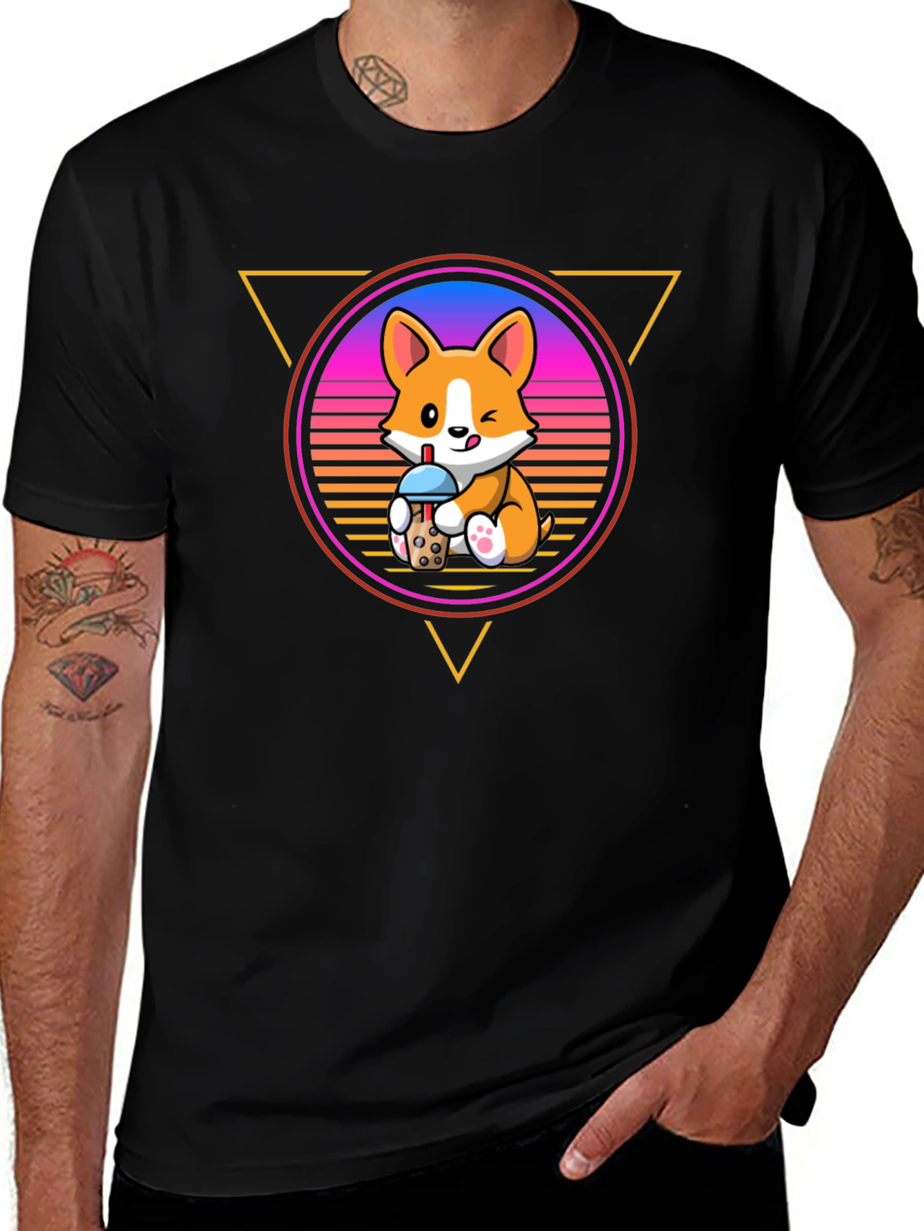 Cute Corgi Bubble Tea Graphic Tee