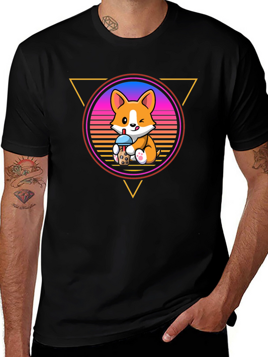Cute Corgi Bubble Tea Graphic Tee