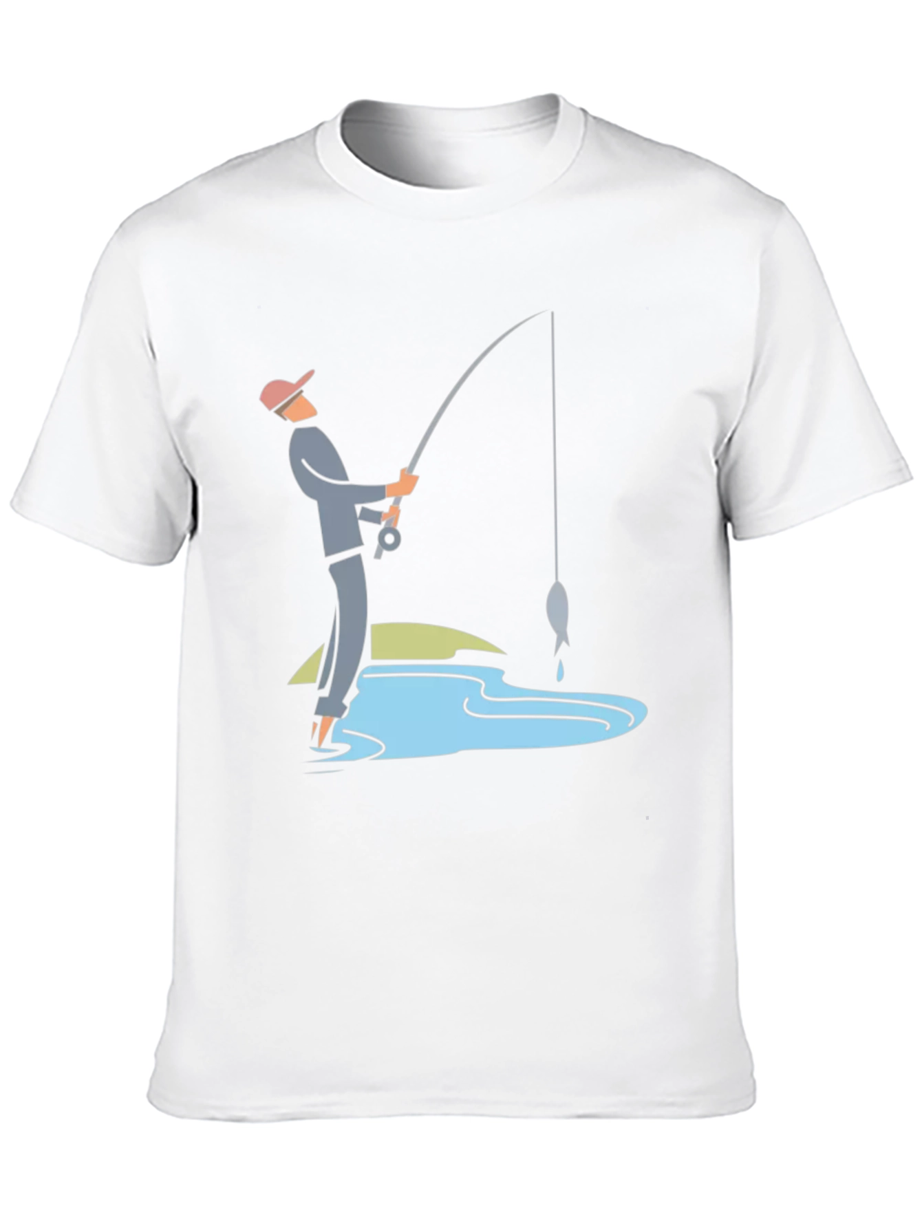 Fishing Graphic Tee - Black Cotton Casual Shirt