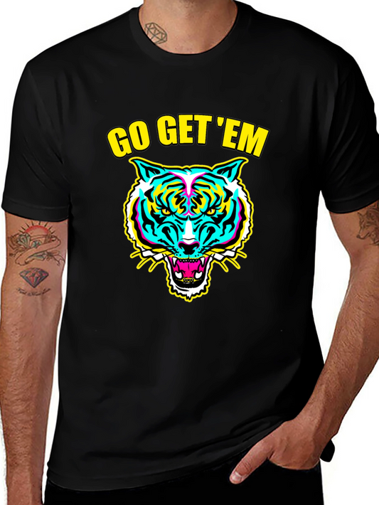 Go Get Em Tiger Graphic Tee - Black Cotton T-Shirt