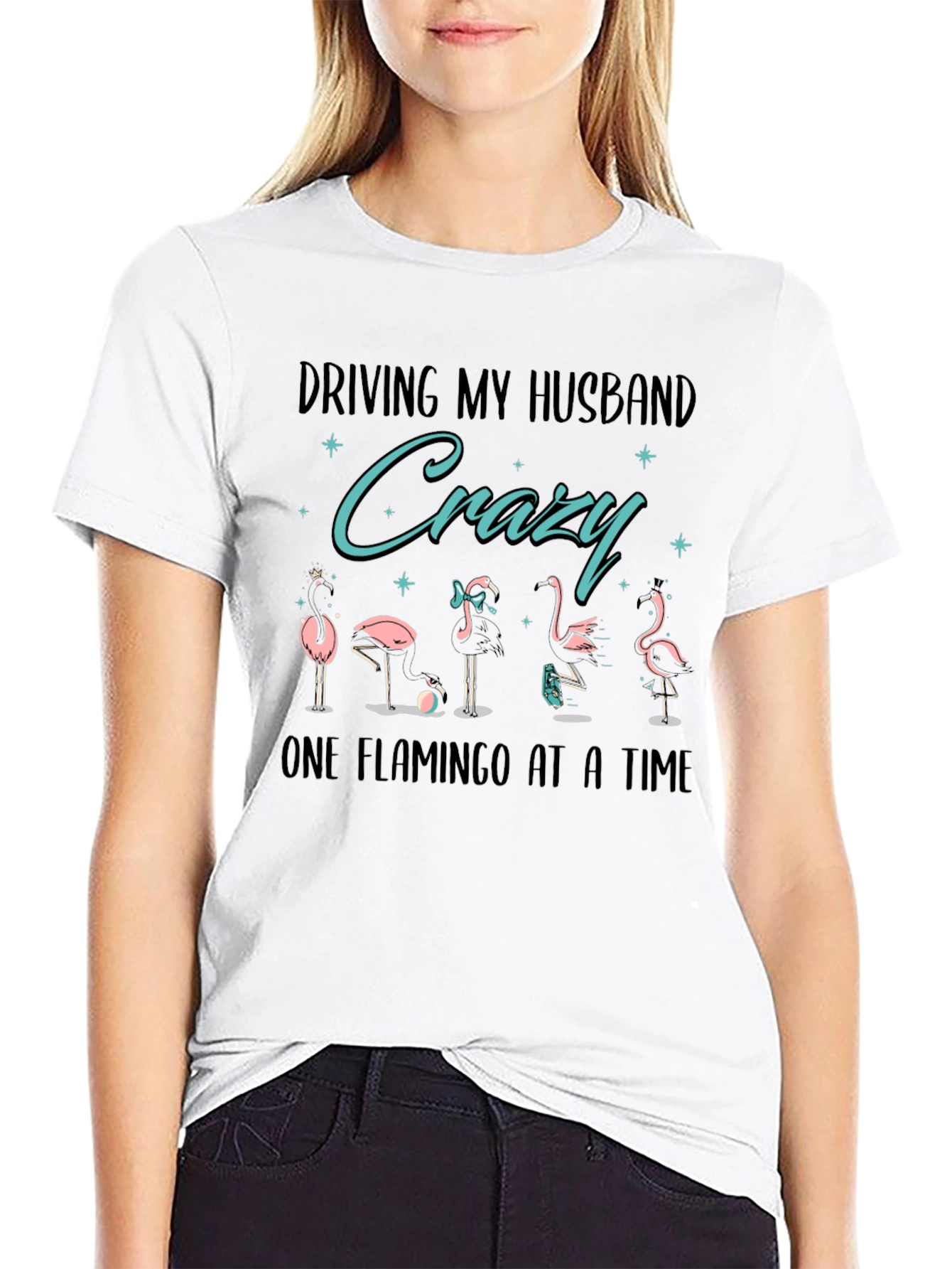 Driving My Husband Crazy Flamingo T-Shirt