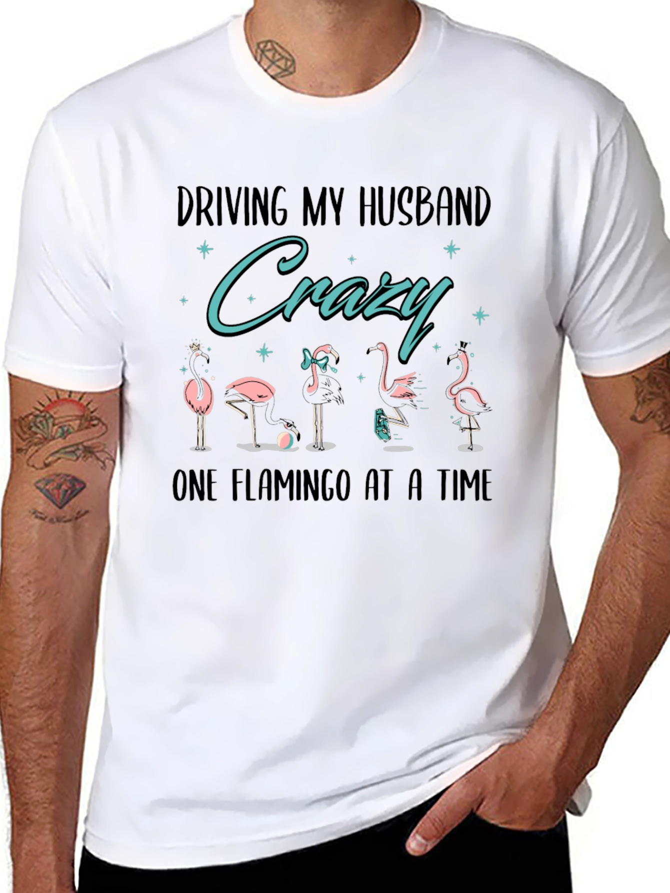 Driving My Husband Crazy Flamingo T-Shirt