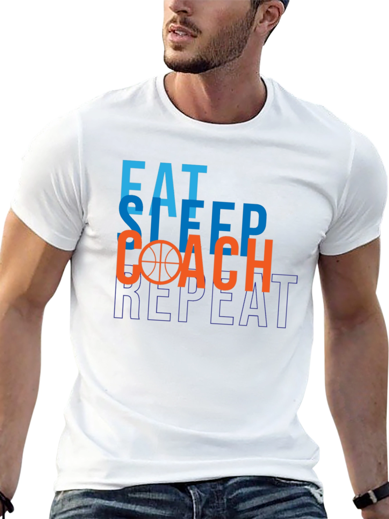Eat Sleep Coach Repeat T-Shirt Basketball Graphic Tee
