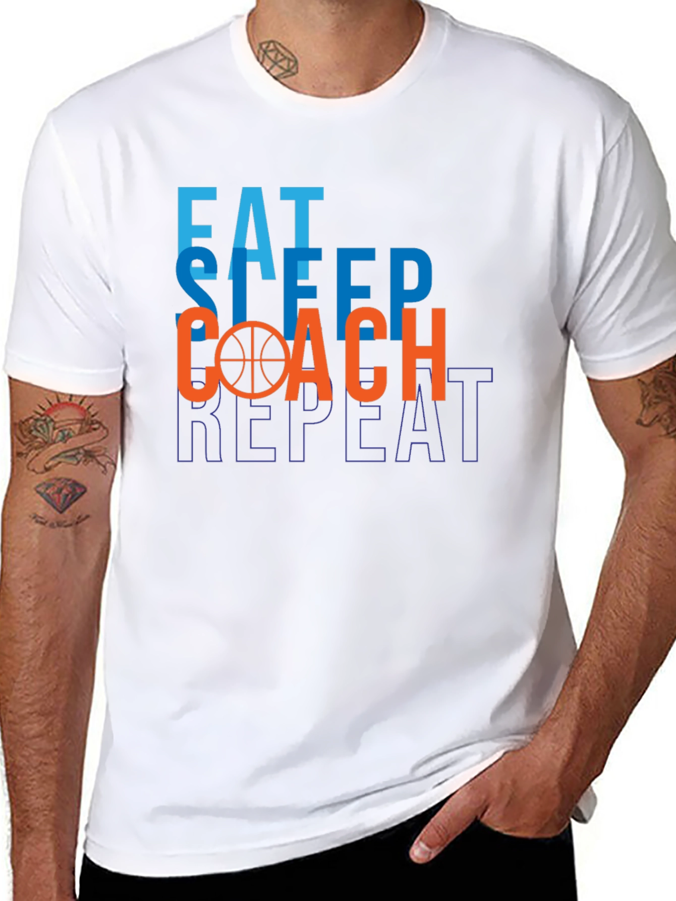 Eat Sleep Coach Repeat T-Shirt Basketball Graphic Tee