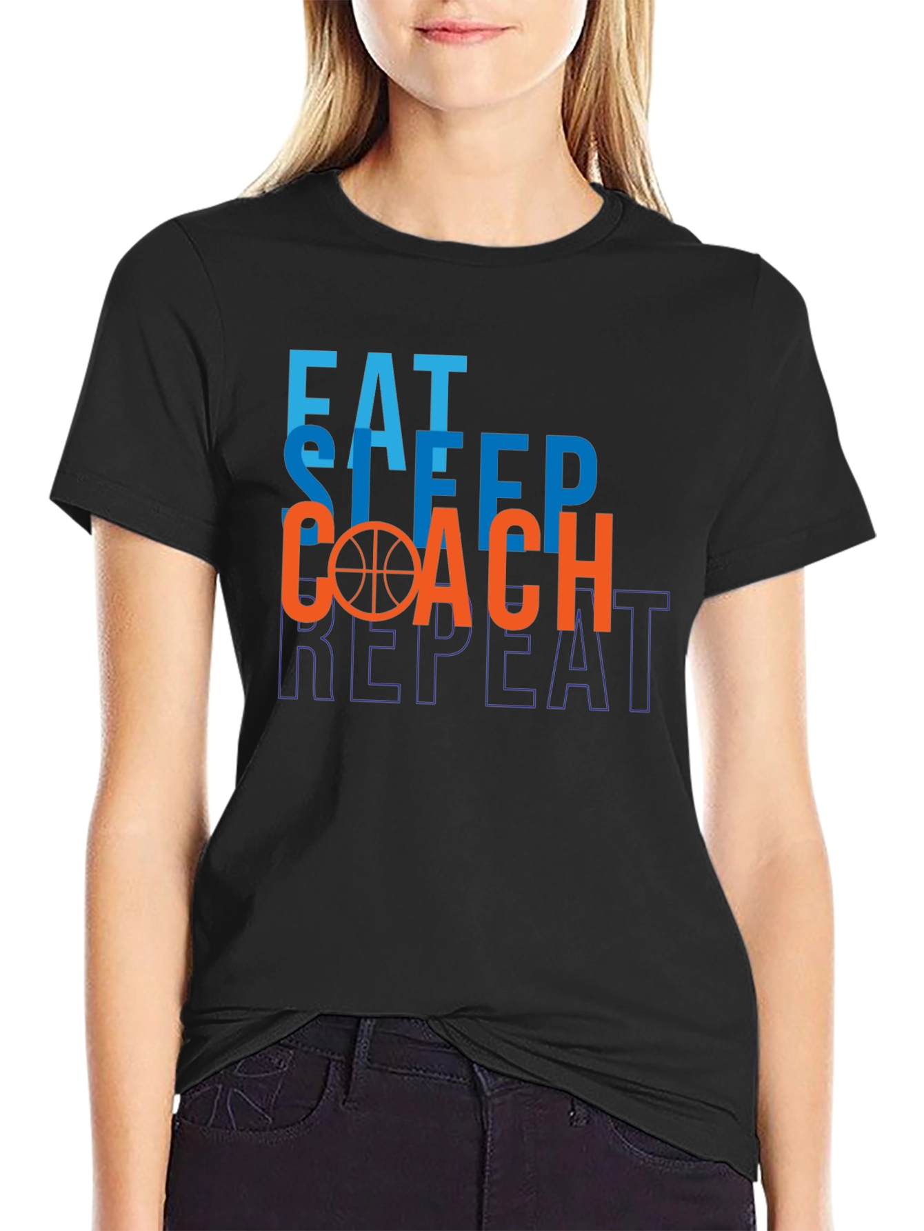 Eat Sleep Coach Repeat T-Shirt Basketball Graphic Tee