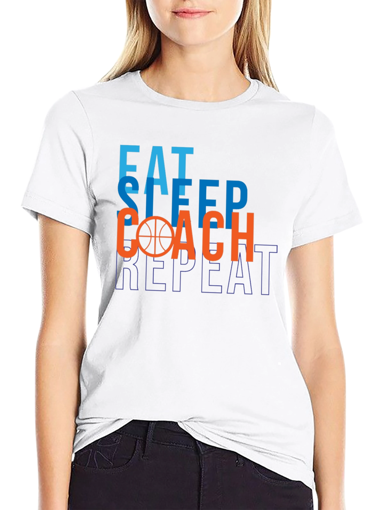 Eat Sleep Coach Repeat T-Shirt Basketball Graphic Tee