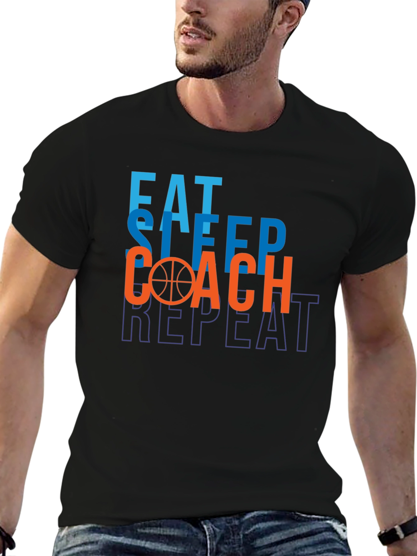Eat Sleep Coach Repeat T-Shirt Basketball Graphic Tee