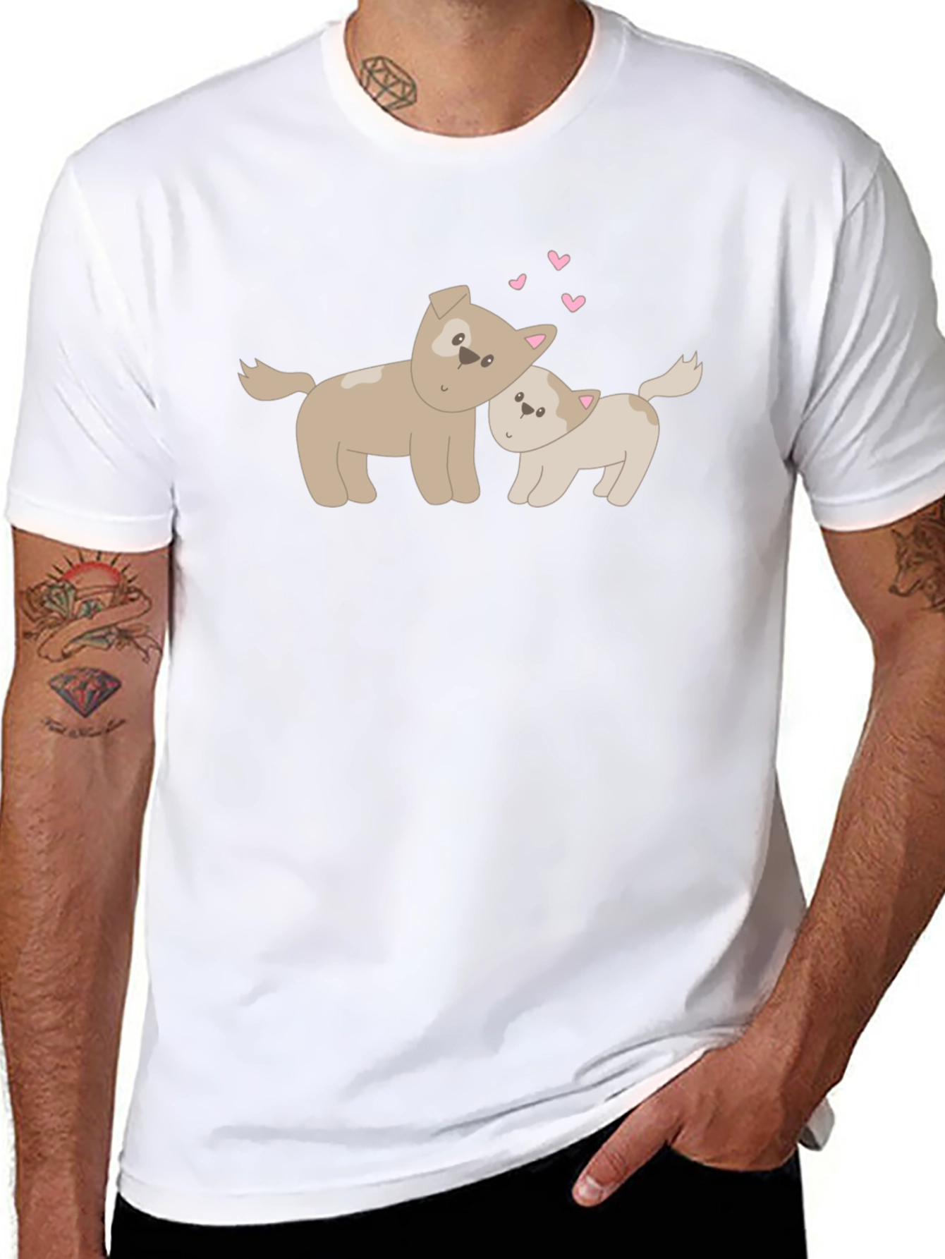 Cute Dogs Black T-Shirt Love Graphic Tee