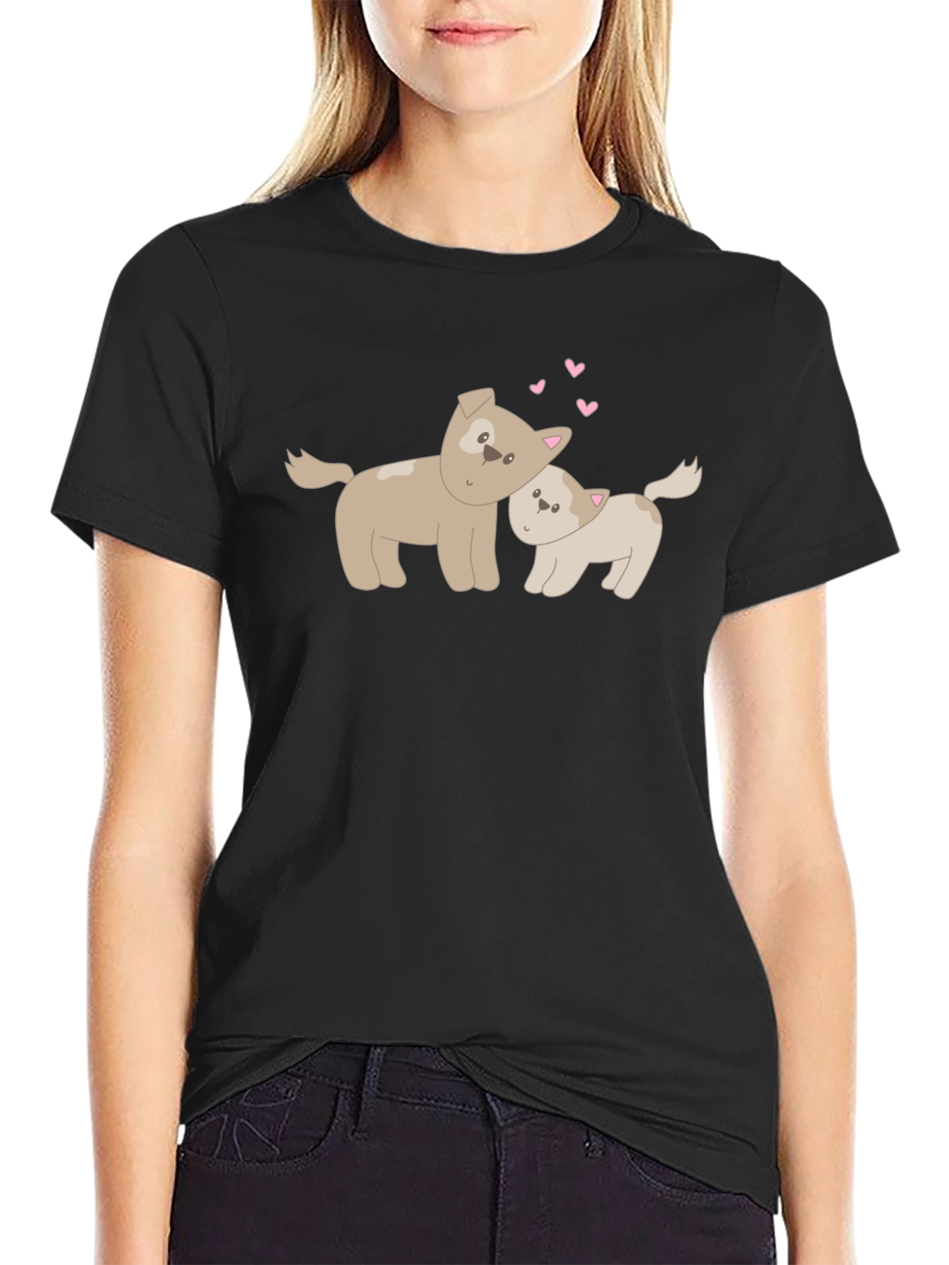 Cute Dogs Black T-Shirt Love Graphic Tee