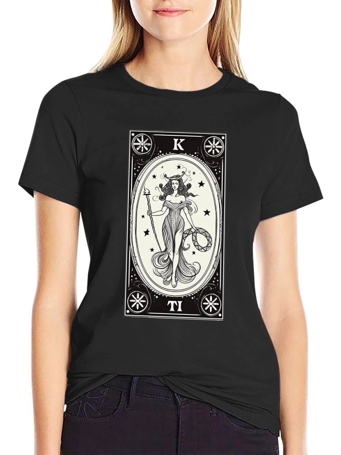 Tarot Card Design Black T-Shirt