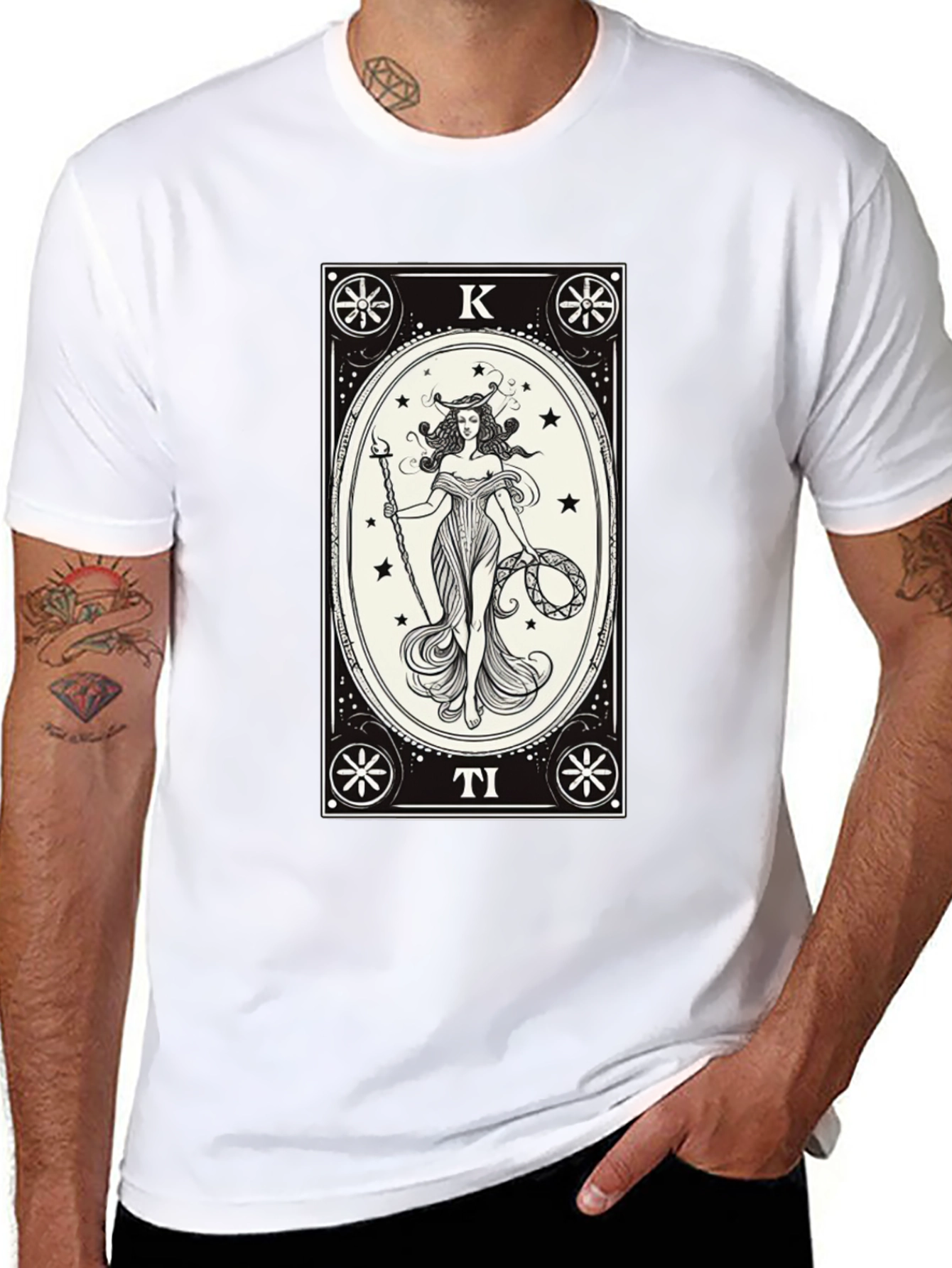 Tarot Card Design Black T-Shirt