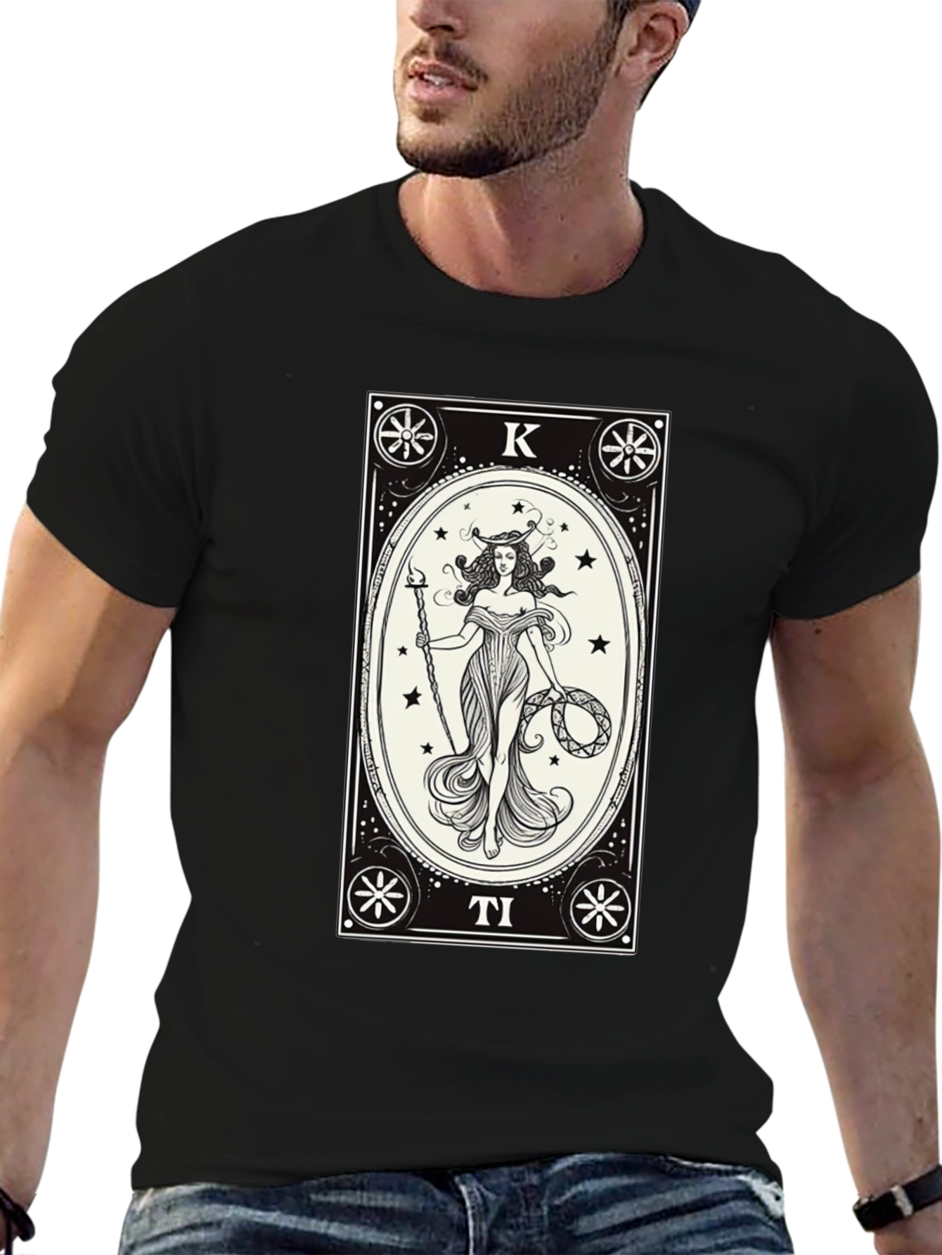 Tarot Card Design Black T-Shirt
