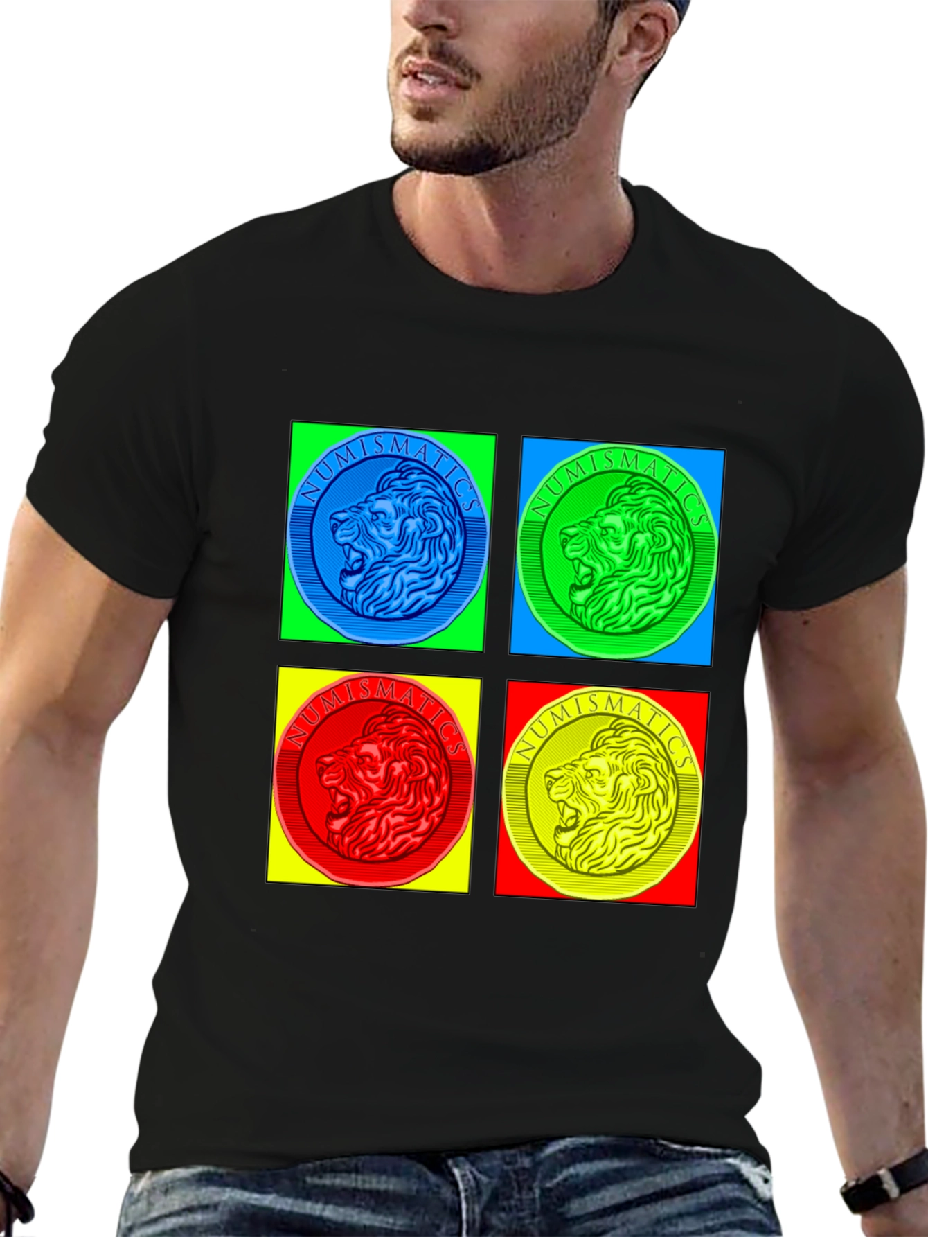 Numismatics Lion T-Shirt - Pop Art Style