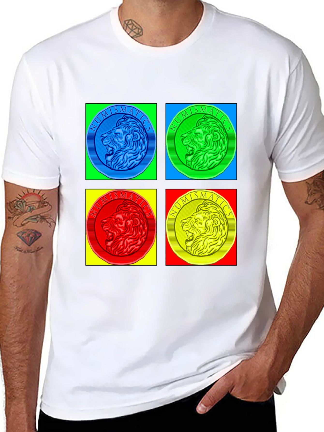 Numismatics Lion T-Shirt - Pop Art Style