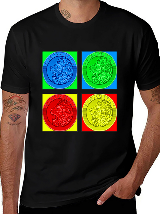 Numismatics Lion T-Shirt - Pop Art Style
