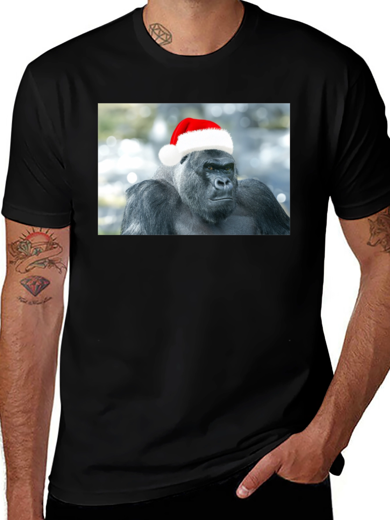 Santa Gorilla T-Shirt - Holiday Humor