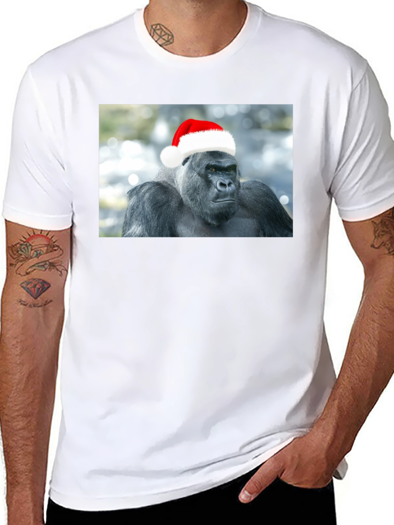 Santa Gorilla T-Shirt - Holiday Humor