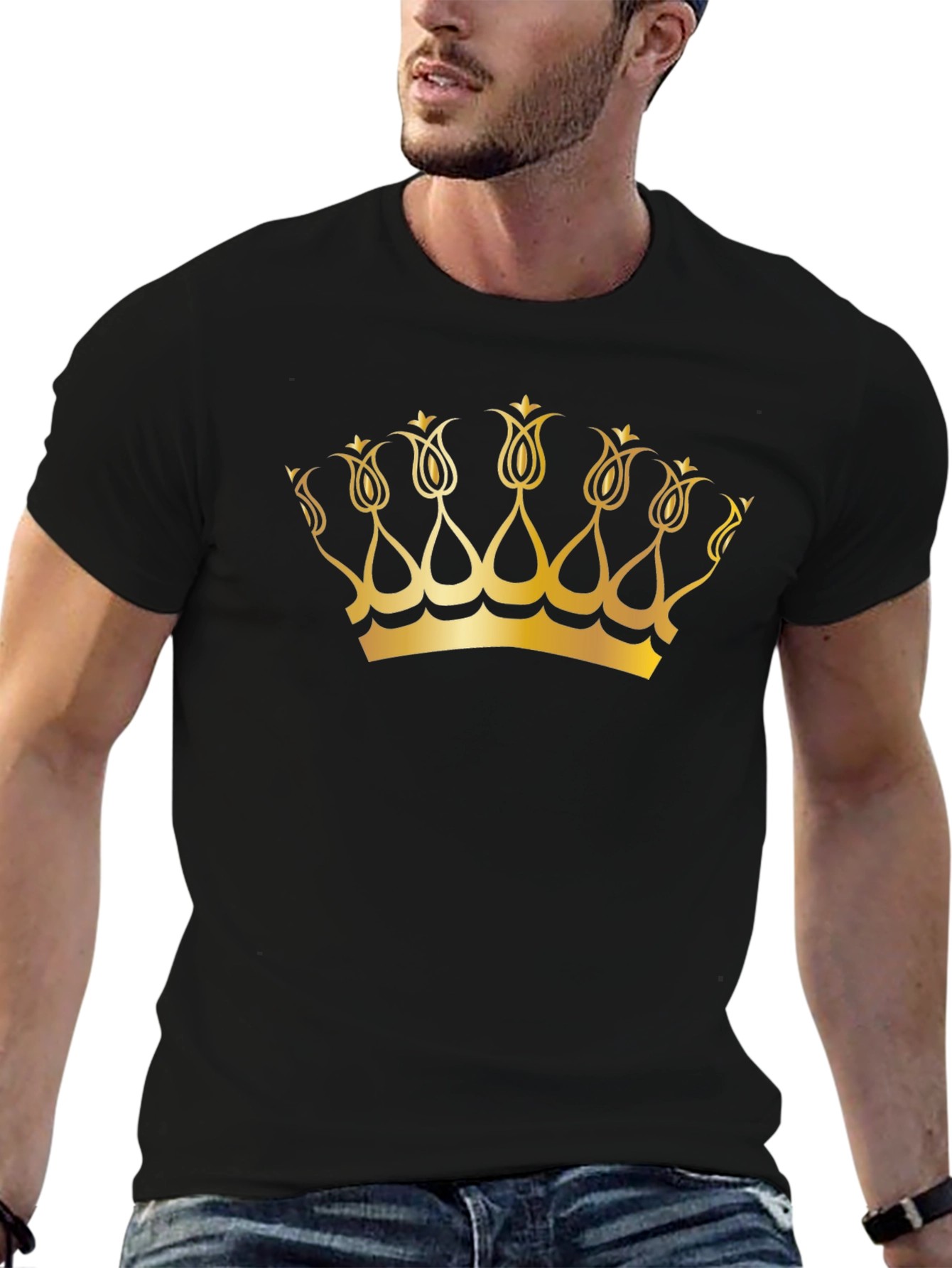 Golden Crown Graphic Black T-Shirt