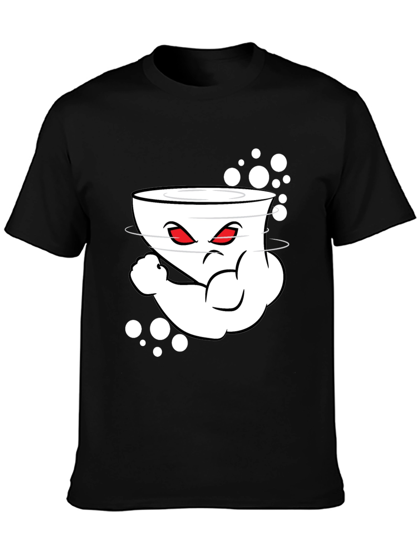 Mens Black Cartoon Graphic Crew Neck T-Shirt