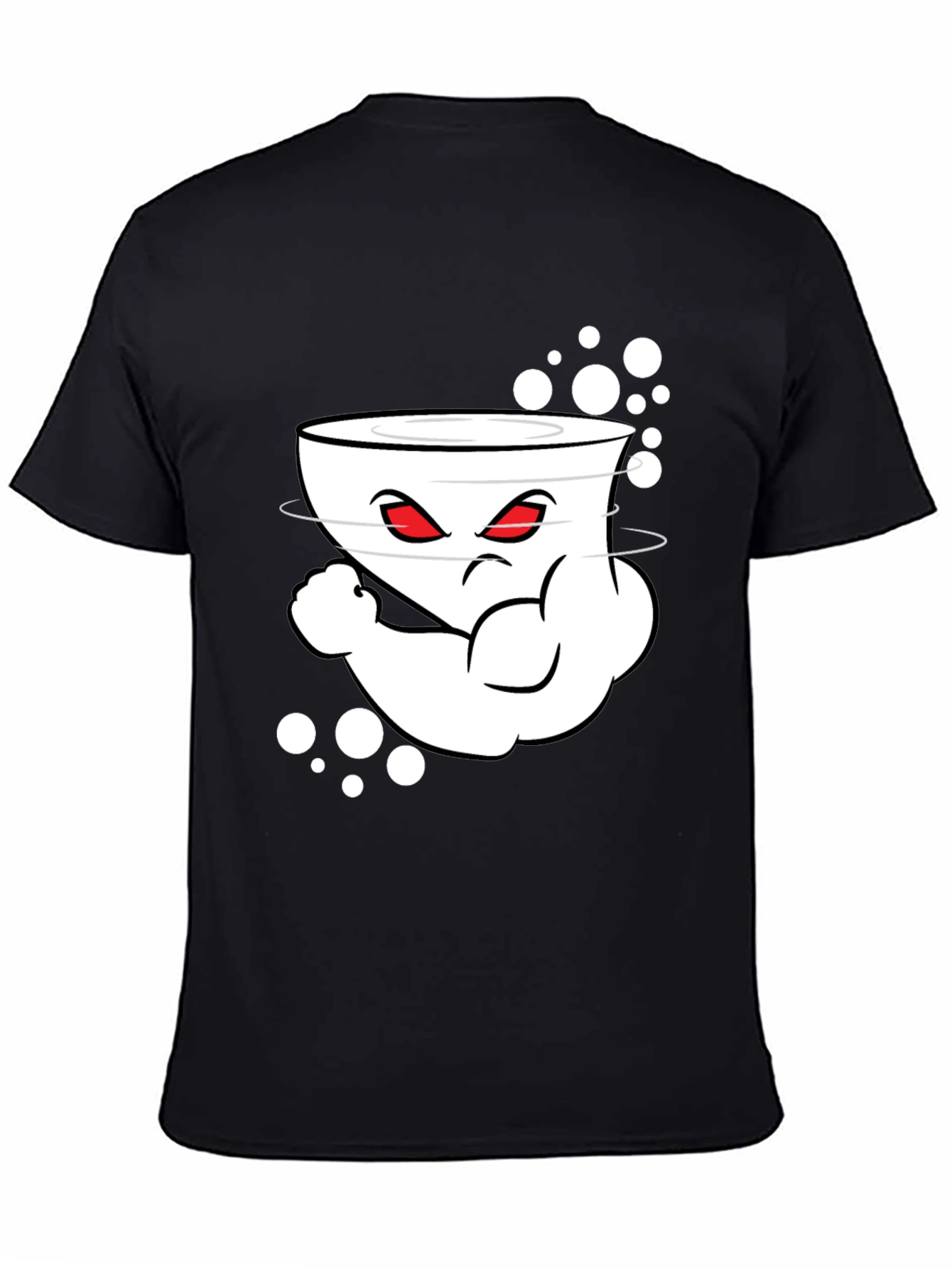 Mens Black Cartoon Graphic Crew Neck T-Shirt