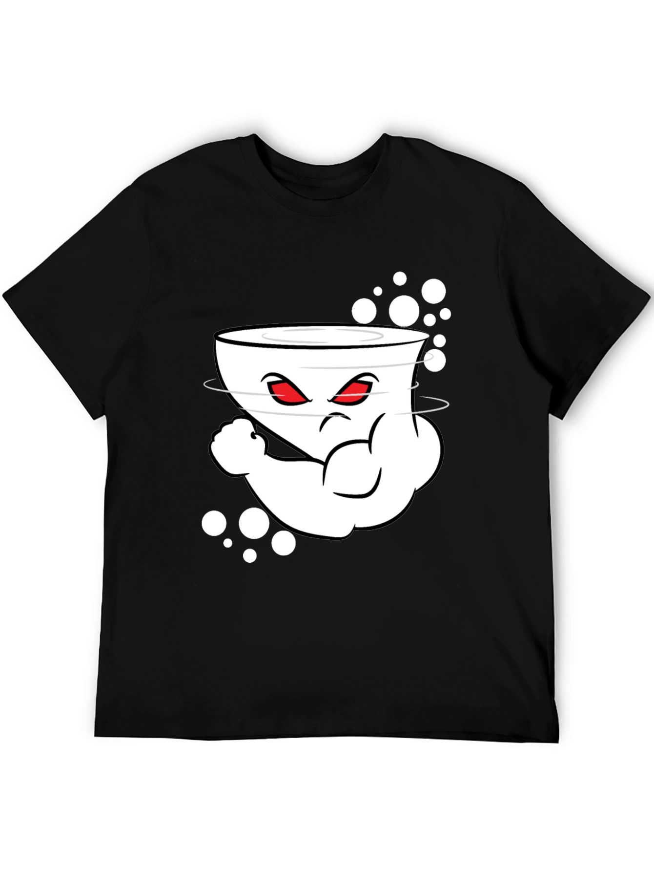 Mens Black Cartoon Graphic Crew Neck T-Shirt