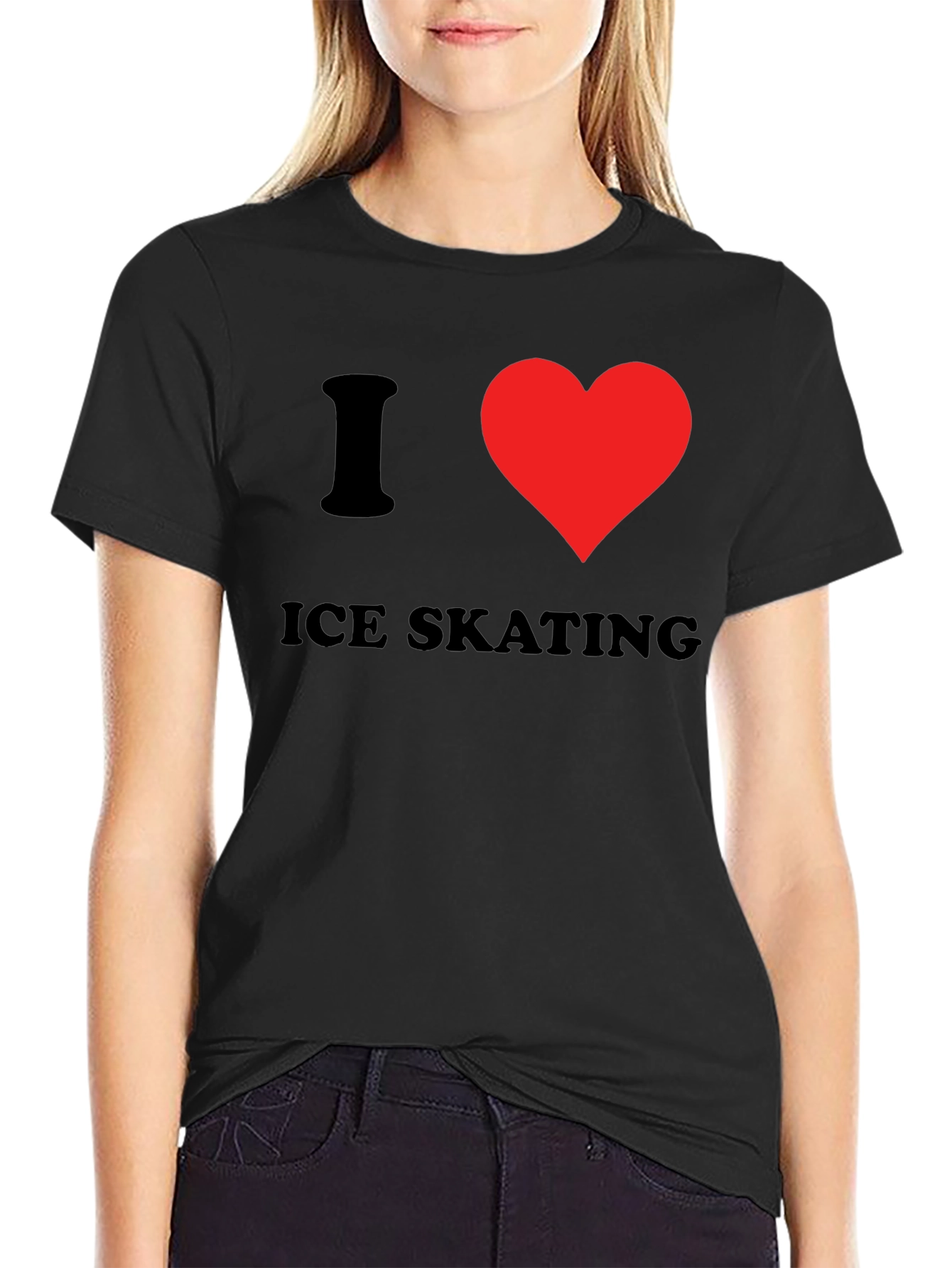 I Heart Ice Skating T-Shirt - Black Cotton Tee