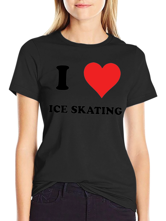 I Heart Ice Skating T-Shirt - Black Cotton Tee