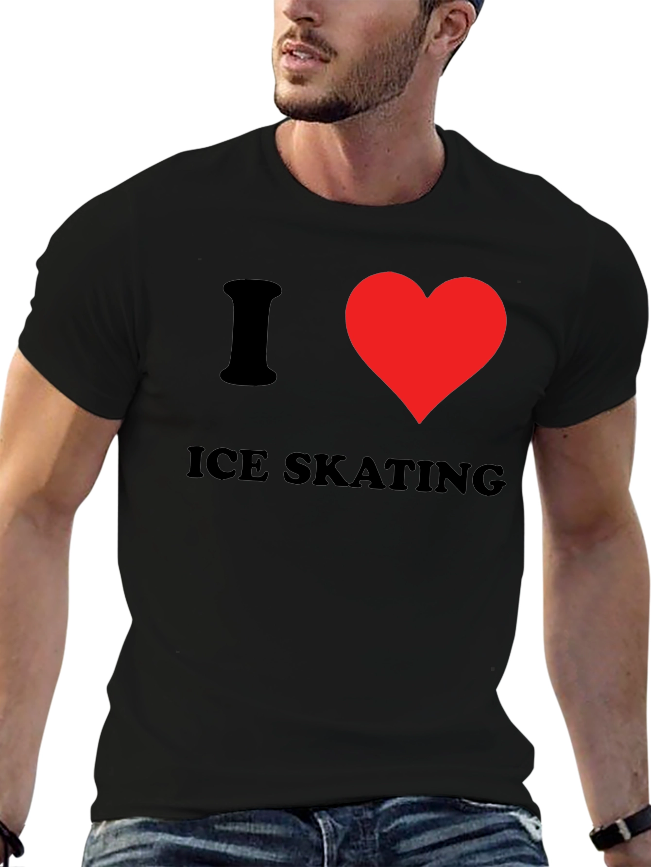 I Heart Ice Skating T-Shirt - Black Cotton Tee