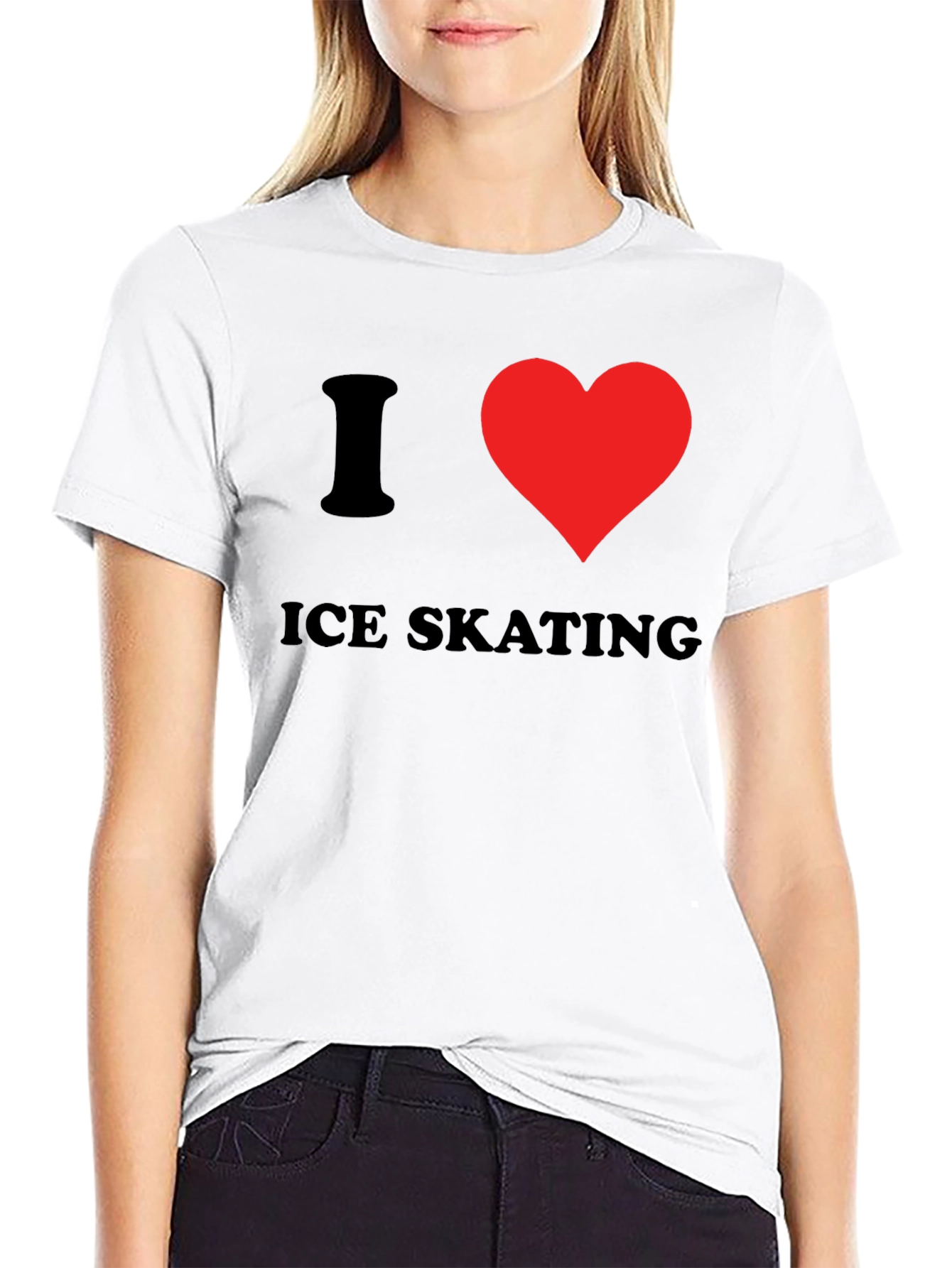 I Heart Ice Skating T-Shirt - Black Cotton Tee